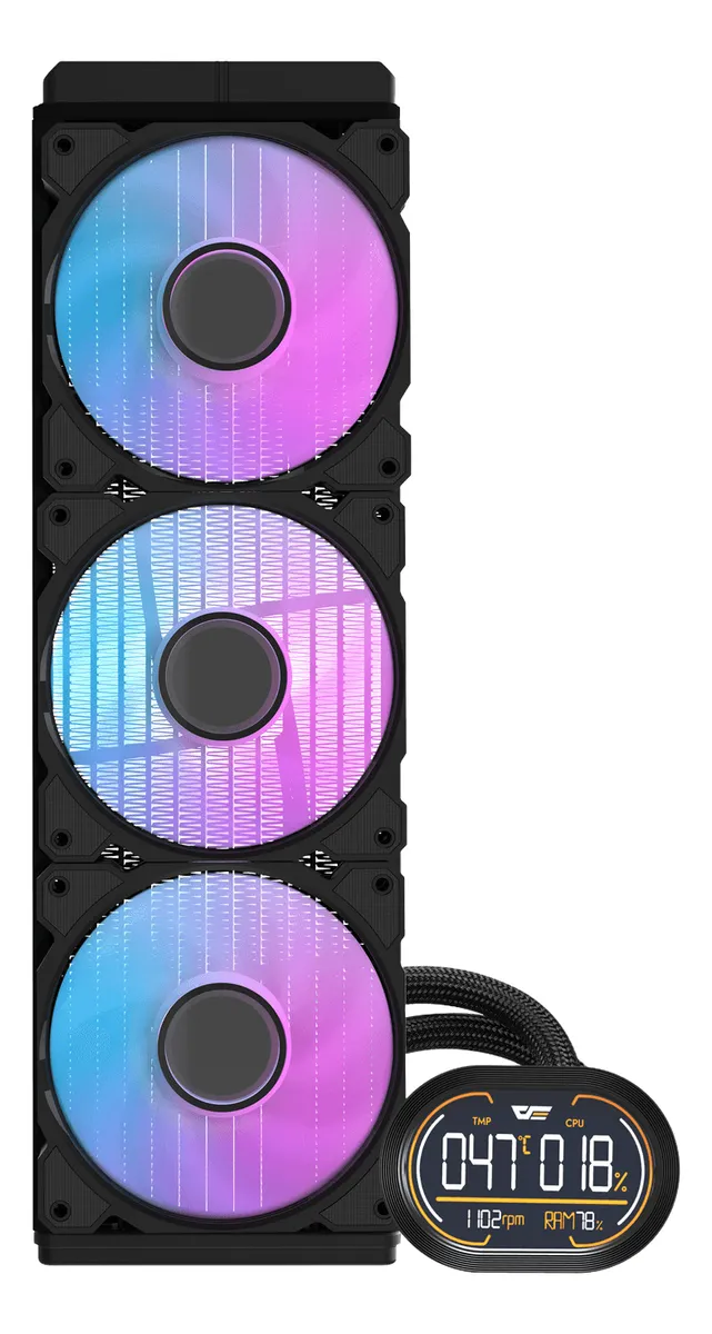 💧 Refrigeración Líquida DarkFlash DH360D V1.2 con Pantalla LCD Negro - Imagen 2