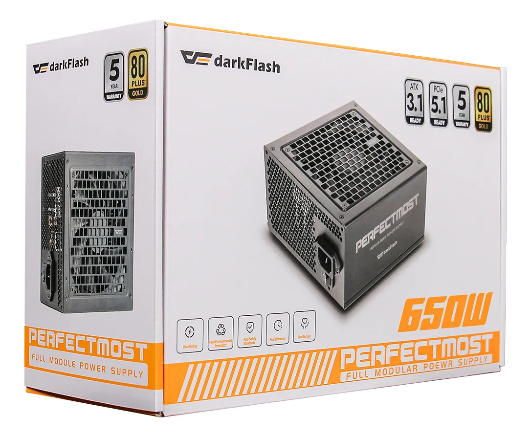 🔋 Fuente de Poder DarkFlash PMT650 650W Full Modular 80+ Gold – Negro - Imagen 2