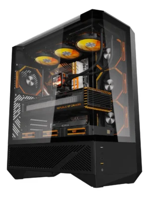 🖥️ Gabinete Gamer DarkFlash DY460 ATX Vidrio Templado 330° USB Tipo-C Panorámico Negro