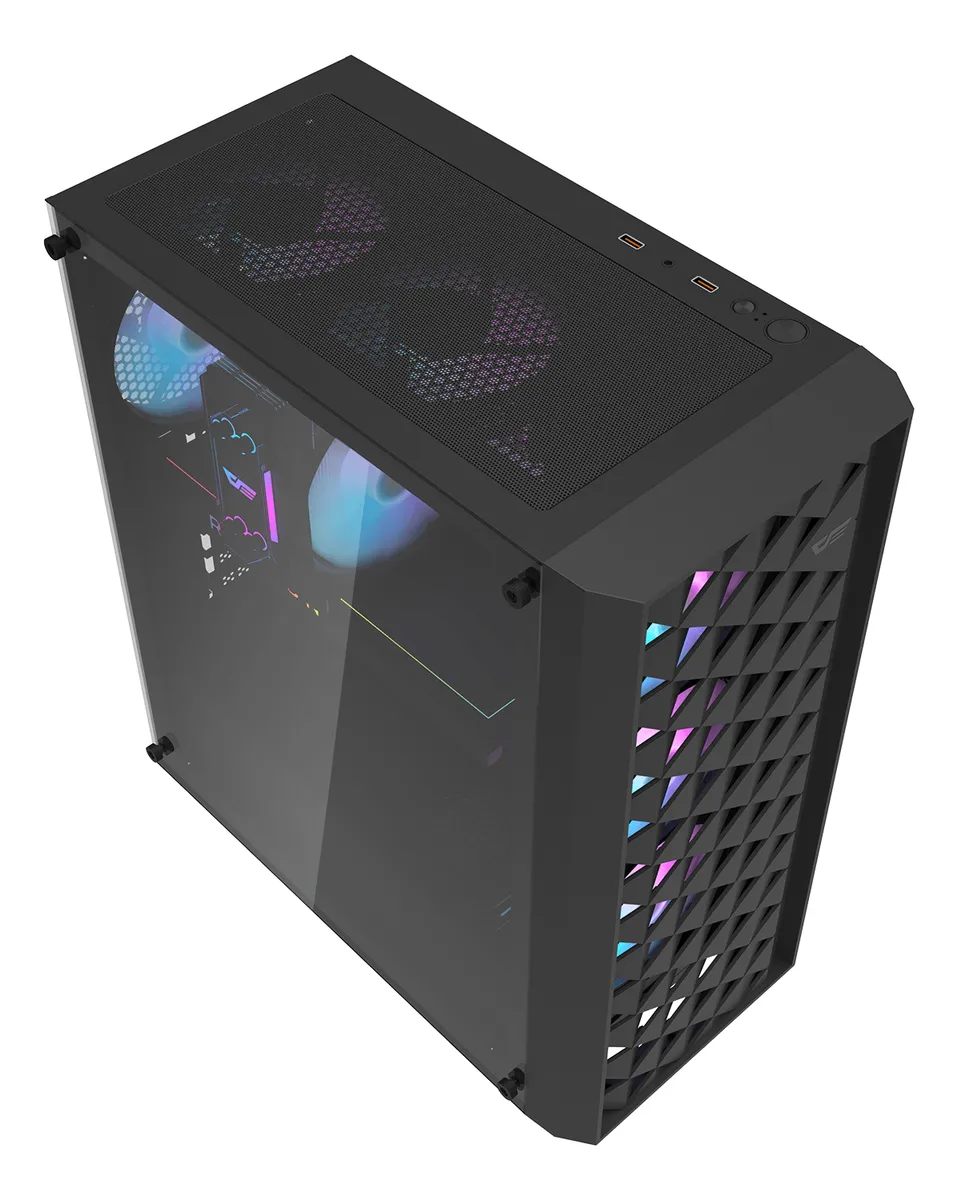 🖥️ Gabinete Gamer DarkFlash DK351 ATX con 4 Ventiladores RGB Incluidos y Panel de Vidrio Templado Negro - Imagen 5