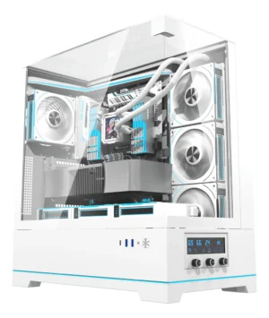 🖥️ Gabinete Gamer DarkFlash DY450 Pro ATX Blanco con Panel de Control ARGB y USB-C