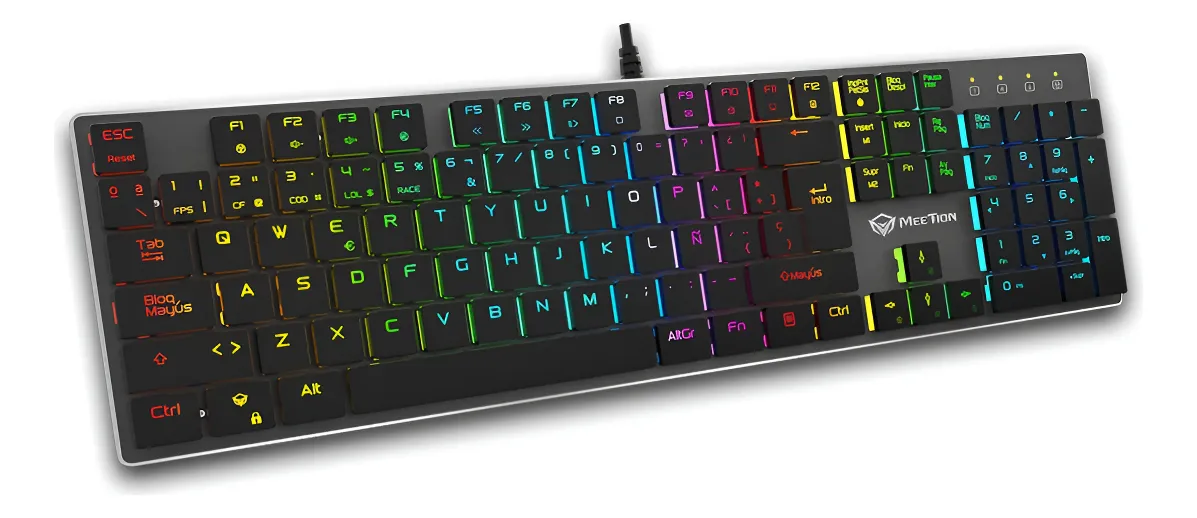 🏷️Teclado Gamer Mecánico Meetion MK80 Ultradelgado LED Negro Español Latinoamérica - Imagen 8