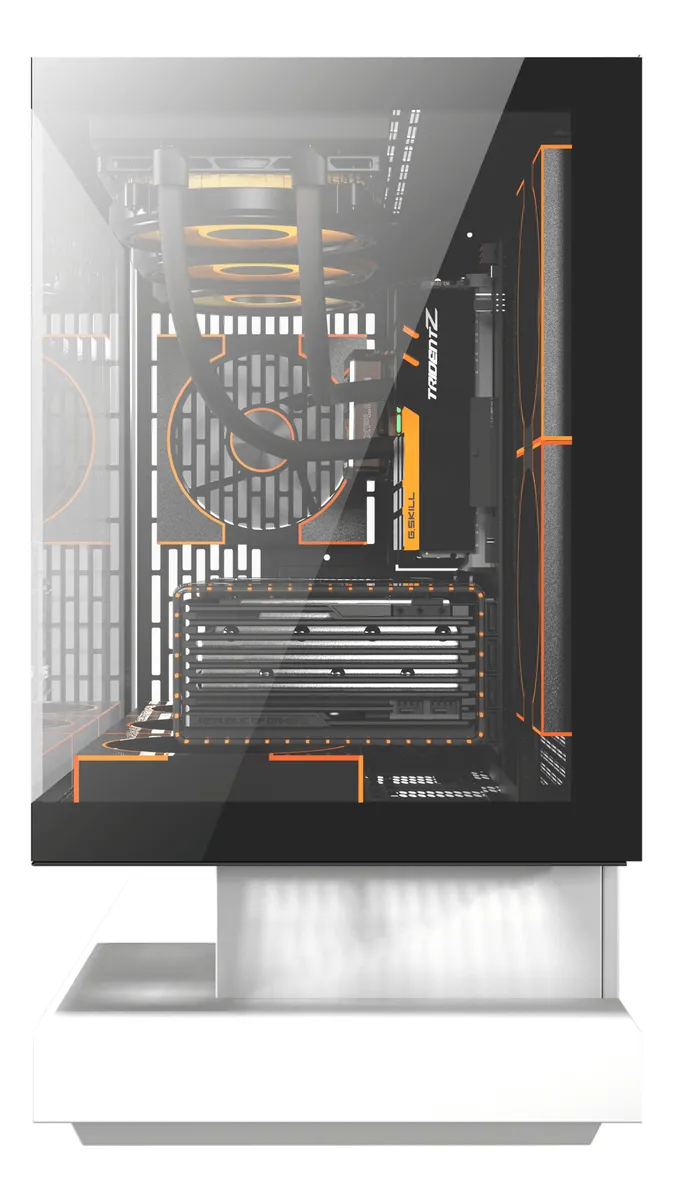 🖥️ Gabinete Gamer DarkFlash Floatron F1 M-ATX Blanco con Base Flotante, Vista Panorámica 270° y USB Tipo-C - Imagen 4