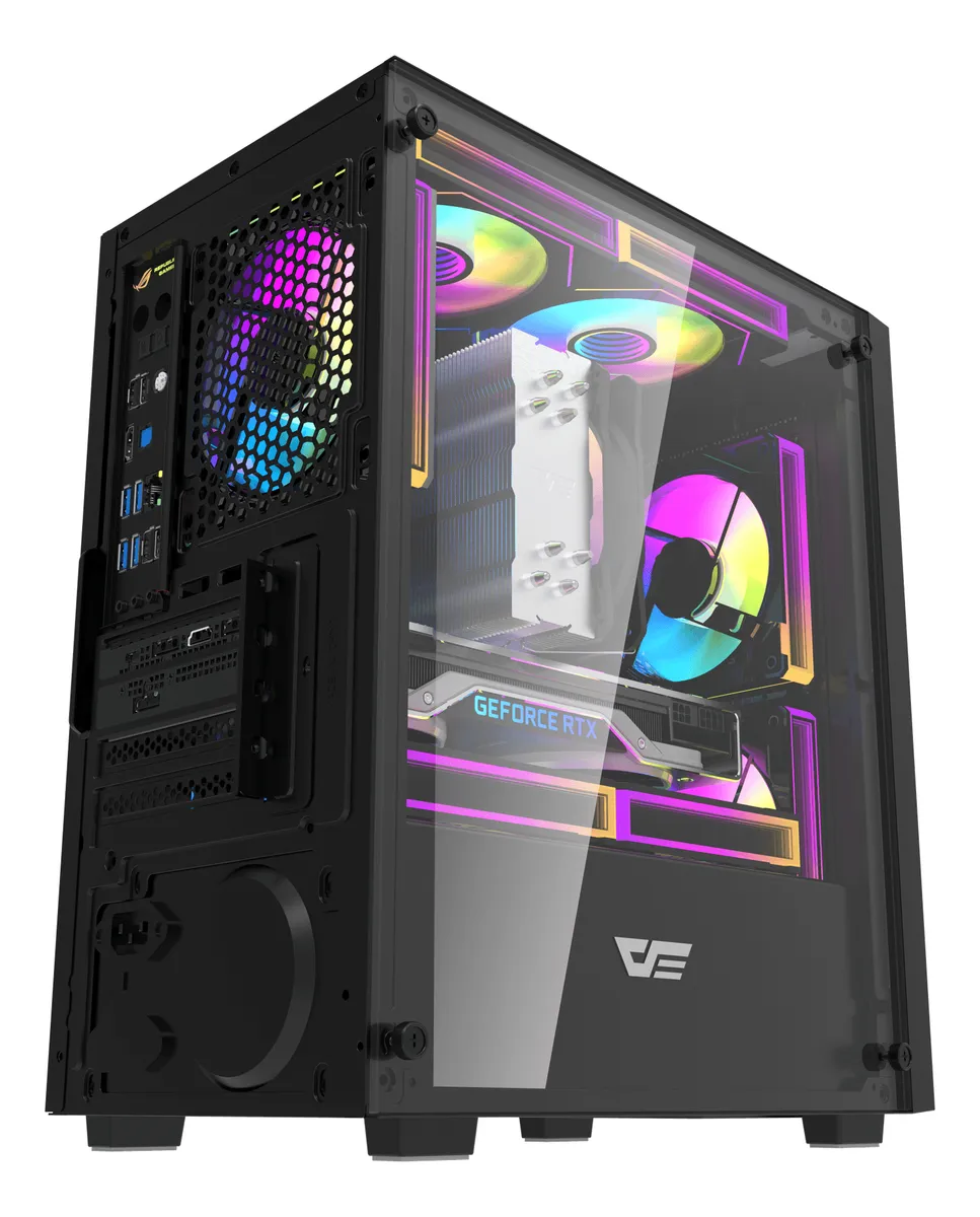 🖥️ Gabinete Gamer DarkFlash DK351 ATX con 4 Ventiladores RGB Incluidos y Panel de Vidrio Templado - Imagen 8