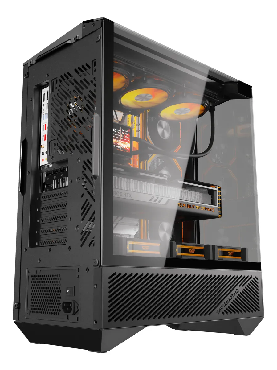 🖥️ Gabinete Gamer DarkFlash DY460 ATX Vidrio Templado 330° USB Tipo-C Panorámico (Blanco o Negro) - Imagen 8