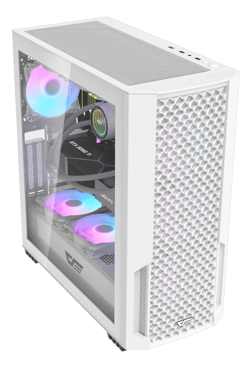 🖥️ Gabinete Gamer DarkFlash DF2100 Mesh E-ATX Vidrio Templado con 4 Ventiladores RGB Incluidos Blanco - Imagen 5