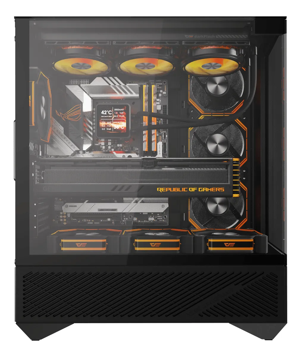 🖥️ Gabinete Gamer DarkFlash DY460 ATX Vidrio Templado 330° USB Tipo-C Panorámico (Blanco o Negro) - Imagen 11