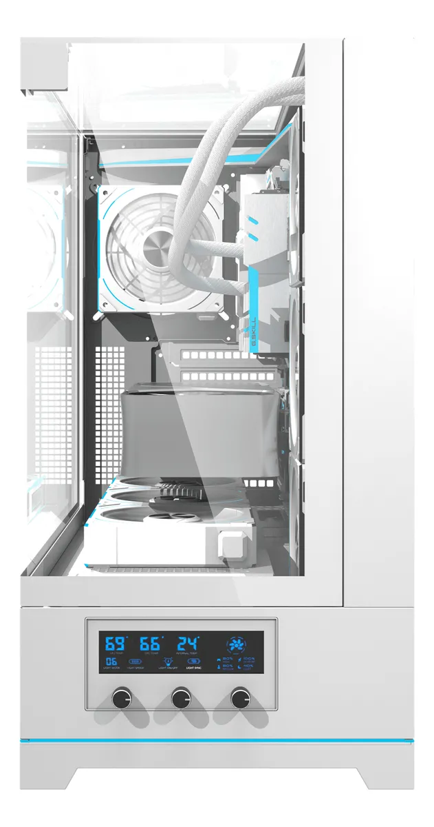 🖥️ Gabinete Gamer DarkFlash DY450 Pro ATX Blanco con Panel de Control ARGB y USB-C - Imagen 6