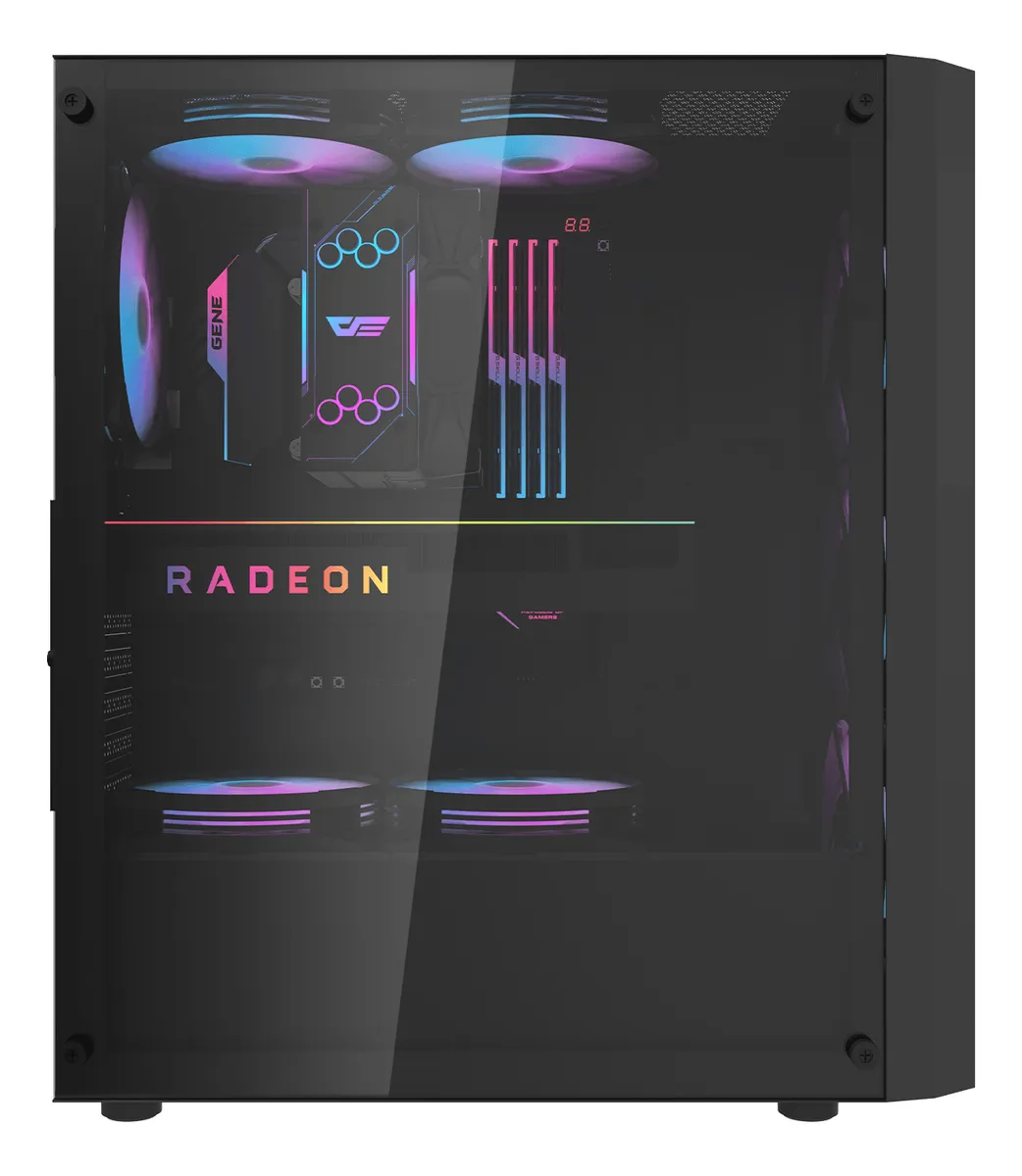 🖥️ Gabinete Gamer DarkFlash DK351 ATX con 4 Ventiladores RGB Incluidos y Panel de Vidrio Templado Negro - Imagen 4
