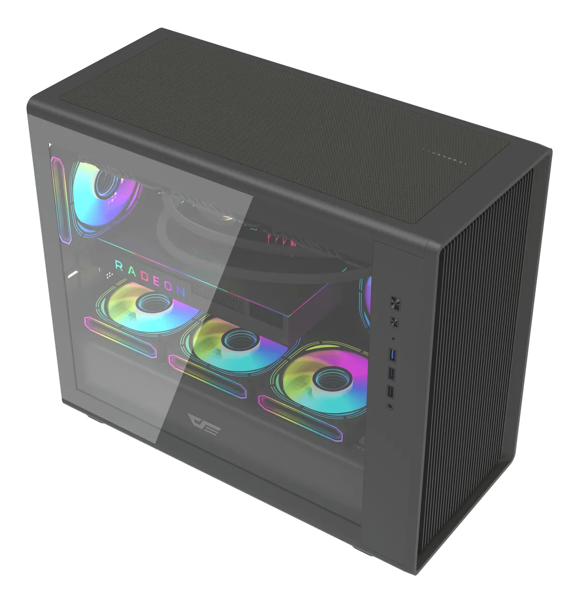 🖥️ Gabinete Gamer DarkFlash DB460M M-ATX Vidrio Templado con 4 Ventiladores RGB Incluidos Negro - Imagen 4
