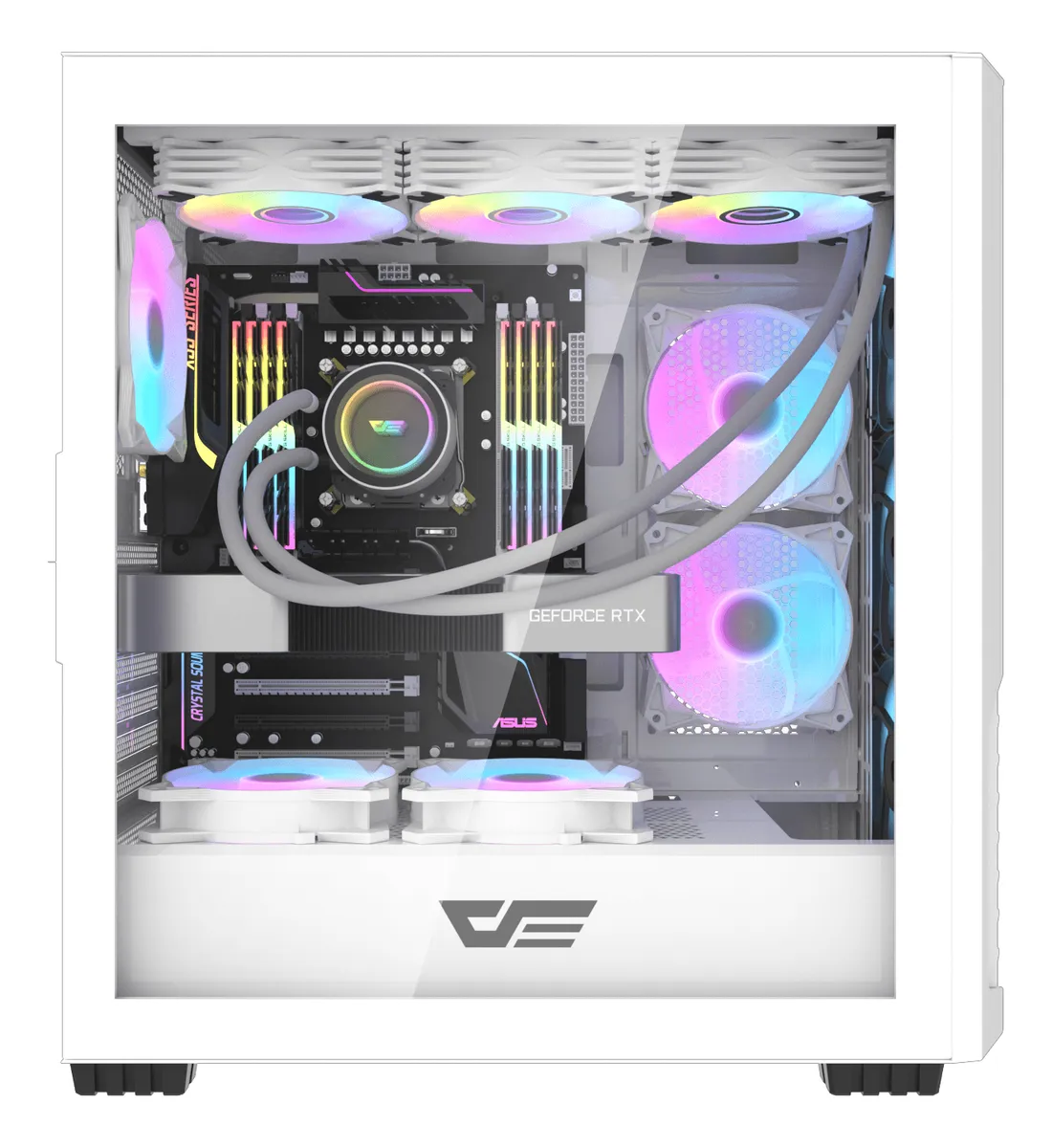 🖥️ Gabinete Gamer DarkFlash DF2100 Mesh E-ATX Vidrio Templado con 4 Ventiladores RGB Incluidos Blanco - Imagen 4