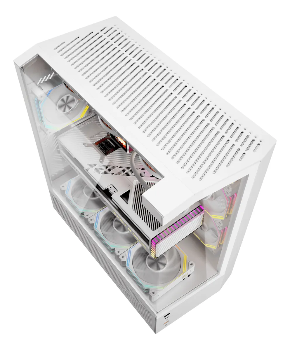 🖥️ Gabinete Gamer DarkFlash DY460 ATX Vidrio Templado 330° USB Tipo-C Panorámico (Blanco o Negro) - Imagen 4