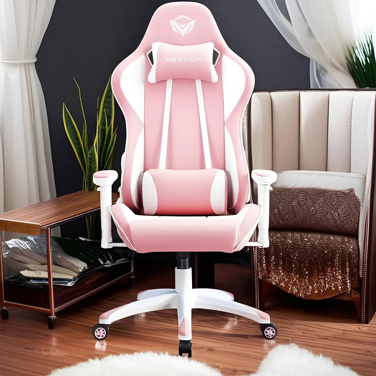 💺 Silla Gamer Meetion CHR16 – Rosa/Blanca - Imagen 6