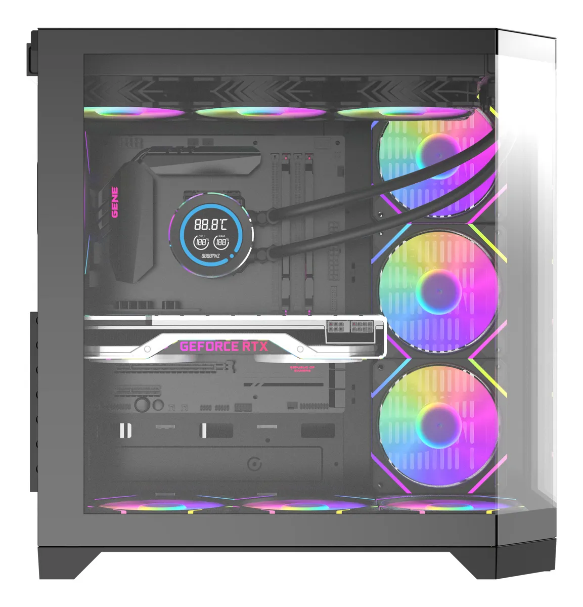 🖥️ Gabinete Gamer Aigo FT48 Pro ATX Triple Vidrio Templado con 4 Ventiladores A-RGB Incluidos - Imagen 4