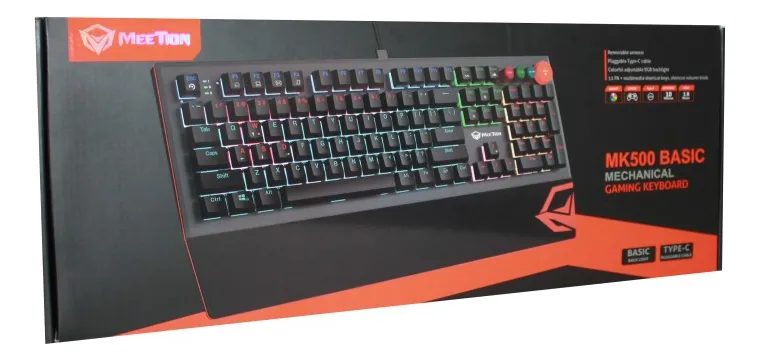 🏷️Teclado Mecánico con Reposamuñecas RGB MK500 Meetion – Negro - Imagen 4