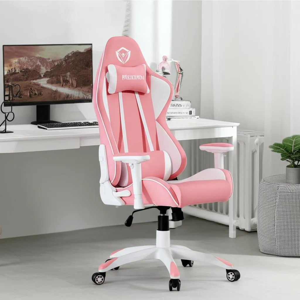 💺 Silla Gamer Meetion CHR16 – Rosa/Blanca - Imagen 7