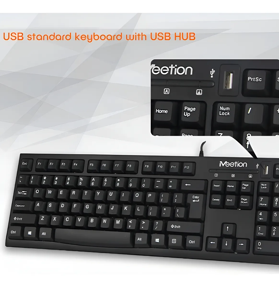 🏷️Teclado con Cable USB MT-K815 Español con Hub USB – Meetion Negro - Imagen 9