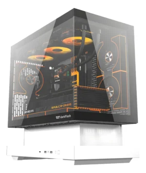 🖥️ Gabinete Gamer DarkFlash Floatron F1 M-ATX Blanco con Base Flotante, Vista Panorámica 270° y USB Tipo-C