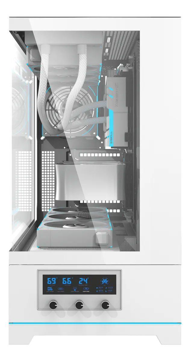 🖥️ Gabinete Gamer DarkFlash DY451 Pro ATX Blanco con Panel de Control Digital, ARGB y Soporte para 10 Ventiladores - Imagen 3