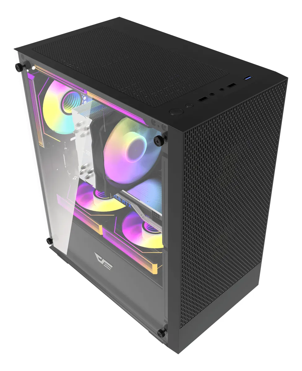 🖥️ Gabinete Gamer DarkFlash DK351 ATX con 4 Ventiladores RGB Incluidos y Panel de Vidrio Templado - Imagen 4
