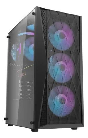🖥️ Gabinete Gamer DarkFlash DK352 Mesh ATX Vidrio Templado con 4 Ventiladores RGB Incluidos Negro