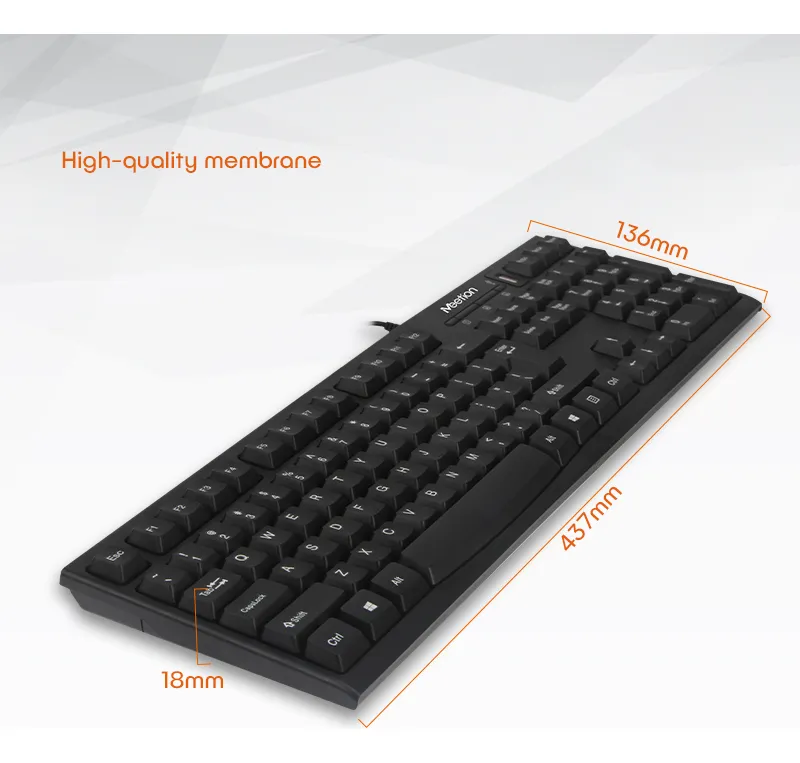 🏷️Teclado con Cable USB MT-K815 Español con Hub USB – Meetion Negro - Imagen 10