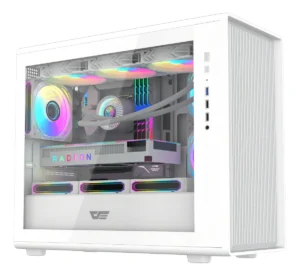 🖥️ Gabinete Gamer DarkFlash DB460M M-ATX Blanco con 4 Ventiladores RGB Incluidos