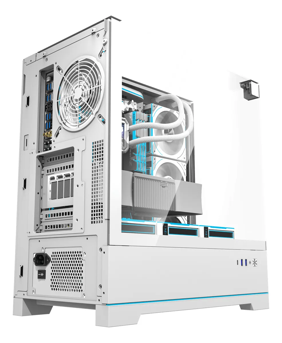 🖥️ Gabinete Gamer DarkFlash DY450 Pro ATX Blanco con Panel de Control ARGB y USB-C - Imagen 3