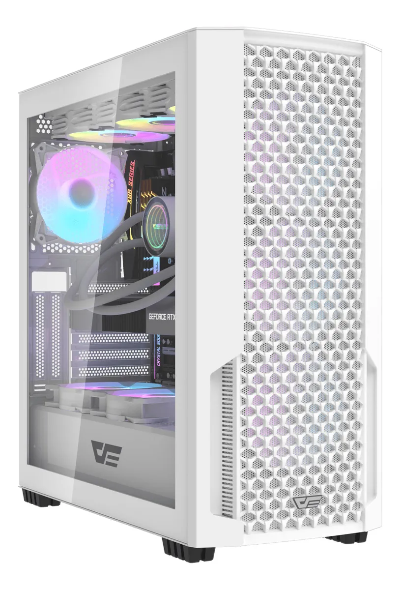 🖥️ Gabinete Gamer DarkFlash DF2100 Mesh E-ATX Vidrio Templado con 4 Ventiladores RGB Incluidos Blanco - Imagen 2