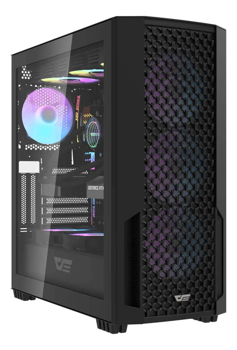 🖥️ Gabinete Gamer DarkFlash DF2100 Mesh E-ATX Vidrio Templado con 4 Ventiladores RGB Incluidos Negro - Imagen 6