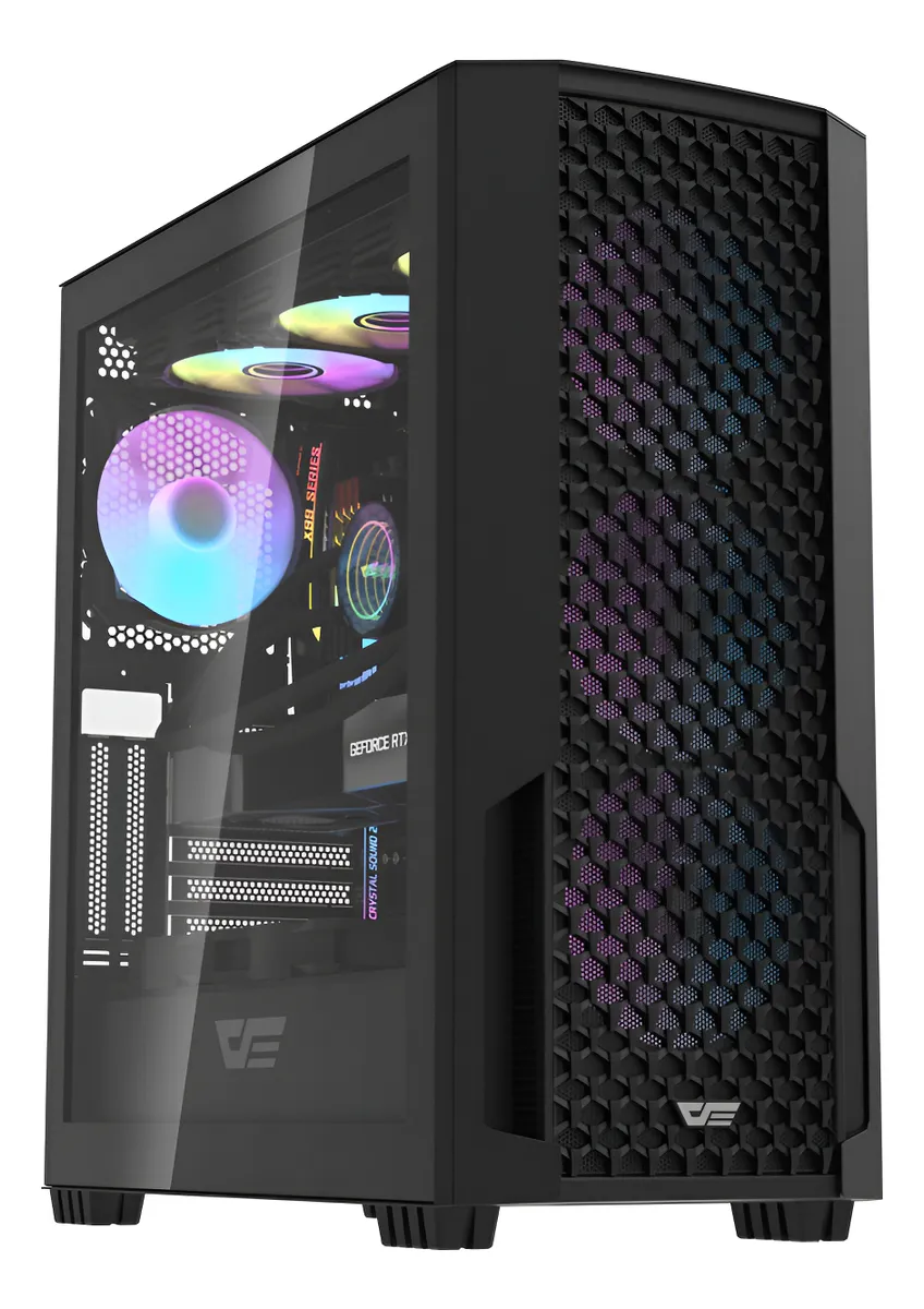 🖥️ Gabinete Gamer DarkFlash DF2100 Mesh E-ATX Vidrio Templado con 4 Ventiladores RGB Incluidos Negro - Imagen 5