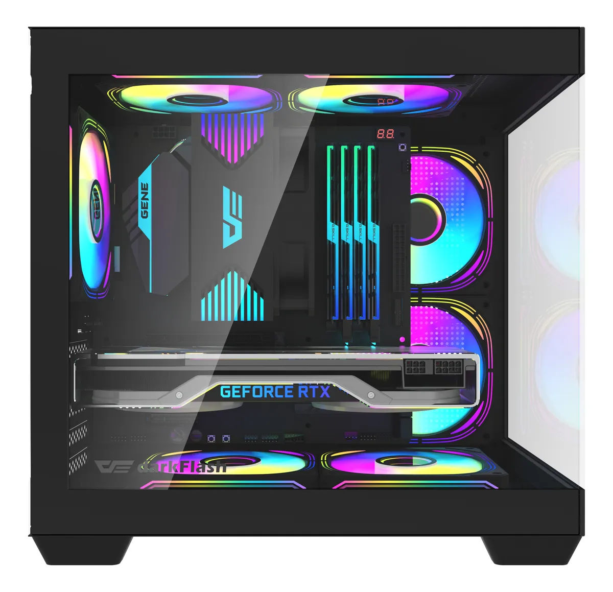 🖥️ Gabinete Gamer DarkFlash C275P M-ATX Vidrio Templado con 3 Ventiladores A-RGB Incluidos Negro - Imagen 6