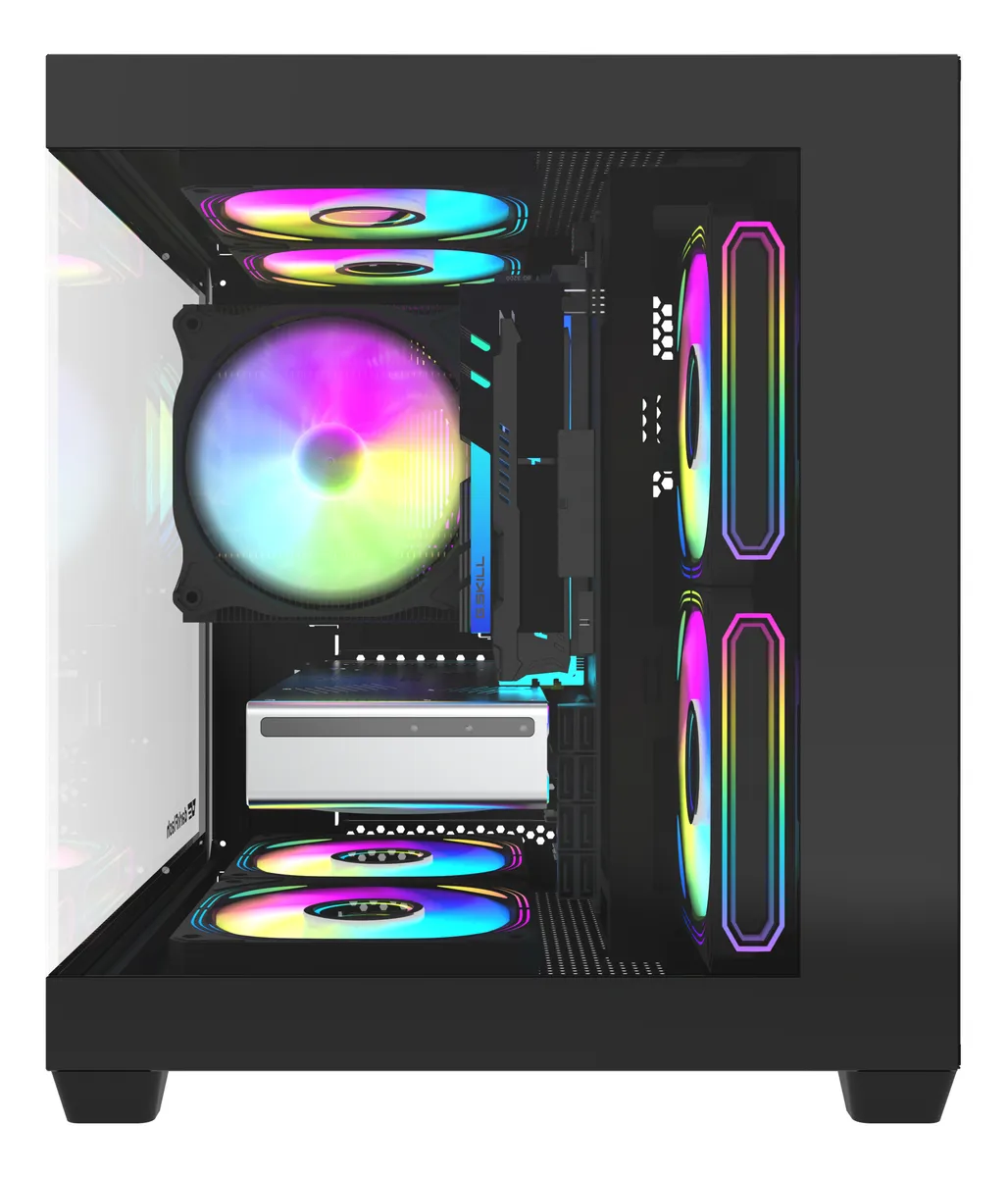 🖥️ Gabinete Gamer DarkFlash C275P M-ATX Vidrio Templado con 3 Ventiladores A-RGB Incluidos Negro - Imagen 5