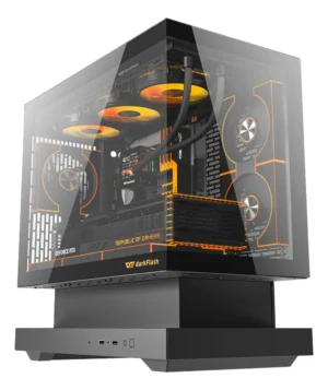 🖥️ Gabinete Gamer DarkFlash Floatron F1 M-ATX Negro con Base Flotante, Vista Panorámica 270° y USB Tipo-C