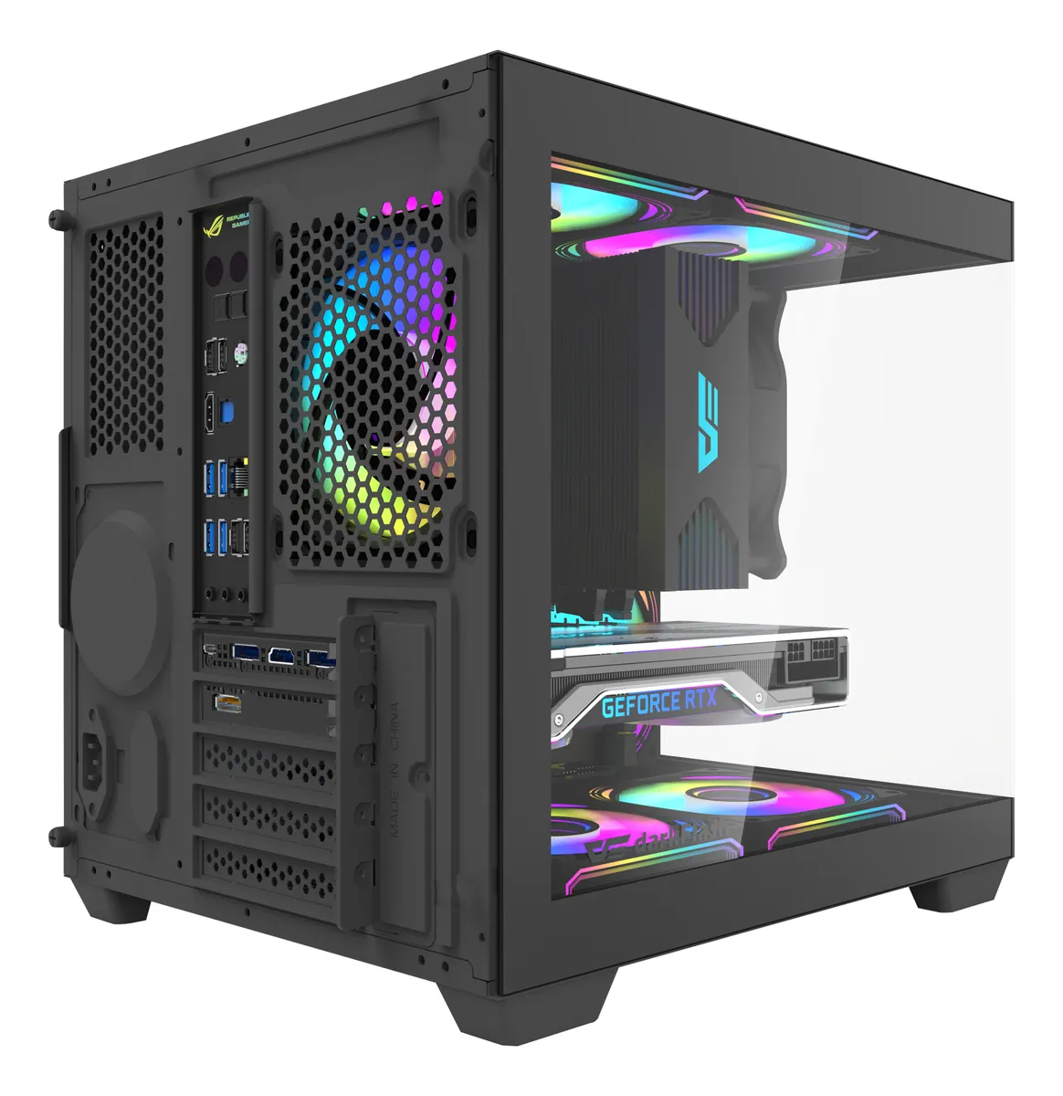 🖥️ Gabinete Gamer DarkFlash C275P M-ATX Vidrio Templado con 3 Ventiladores A-RGB Incluidos Negro - Imagen 4