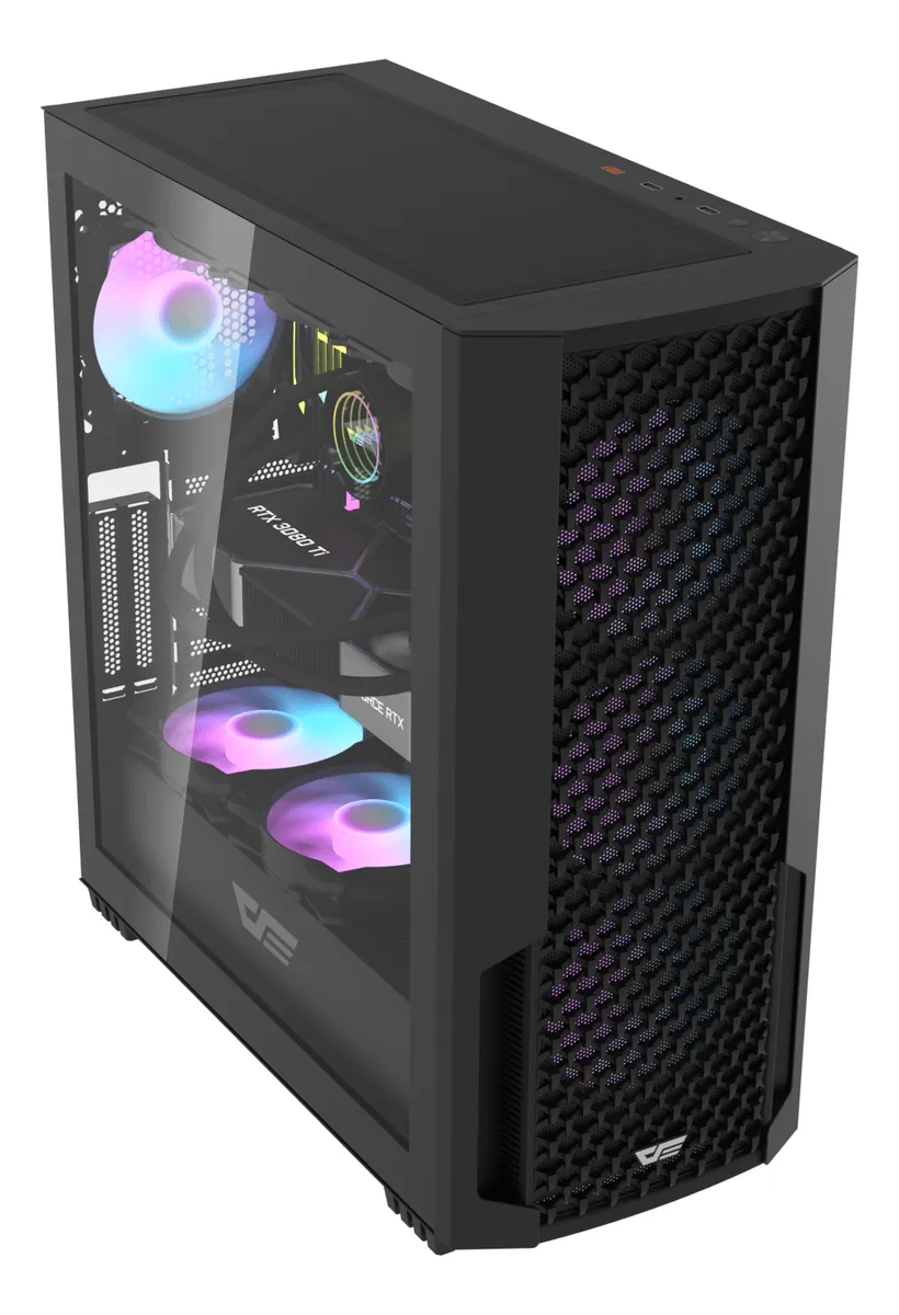 🖥️ Gabinete Gamer DarkFlash DF2100 Mesh E-ATX Vidrio Templado con 4 Ventiladores RGB Incluidos Negro - Imagen 4