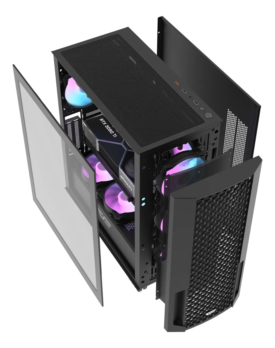 🖥️ Gabinete Gamer DarkFlash DF2100 Mesh E-ATX Vidrio Templado con 4 Ventiladores RGB Incluidos Negro - Imagen 3