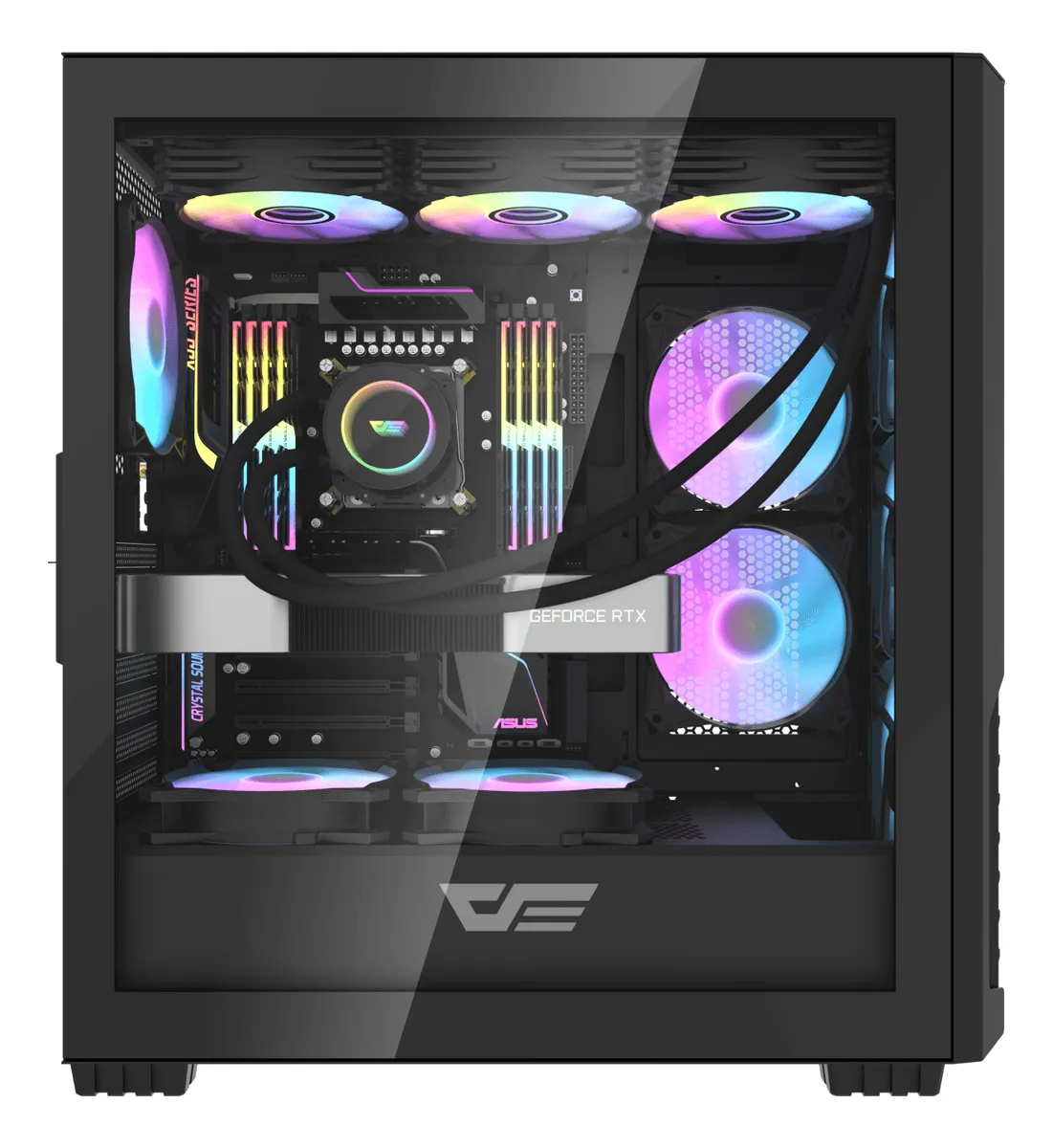 🖥️ Gabinete Gamer DarkFlash DF2100 Mesh E-ATX Vidrio Templado con 4 Ventiladores RGB Incluidos Negro - Imagen 2