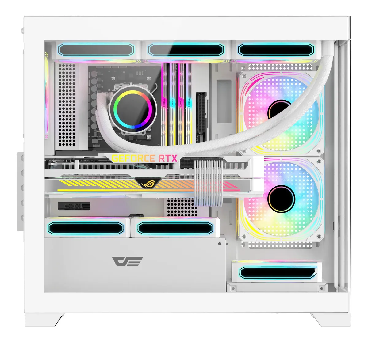 🖥️ Gabinete DarkFlash DS900M M-ATX Vidrio Templado 6 Fans ARGB – Blanco - Imagen 6
