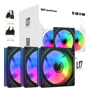 🌀 Kit de 3 Ventiladores DarkFlash L17 PWM ARGB 5V 120mm – Negro