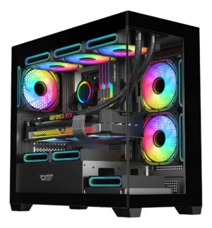 🖥️ Gabinete DarkFlash DS900M M-ATX Vidrio Templado 6 Fans ARGB – Negro
