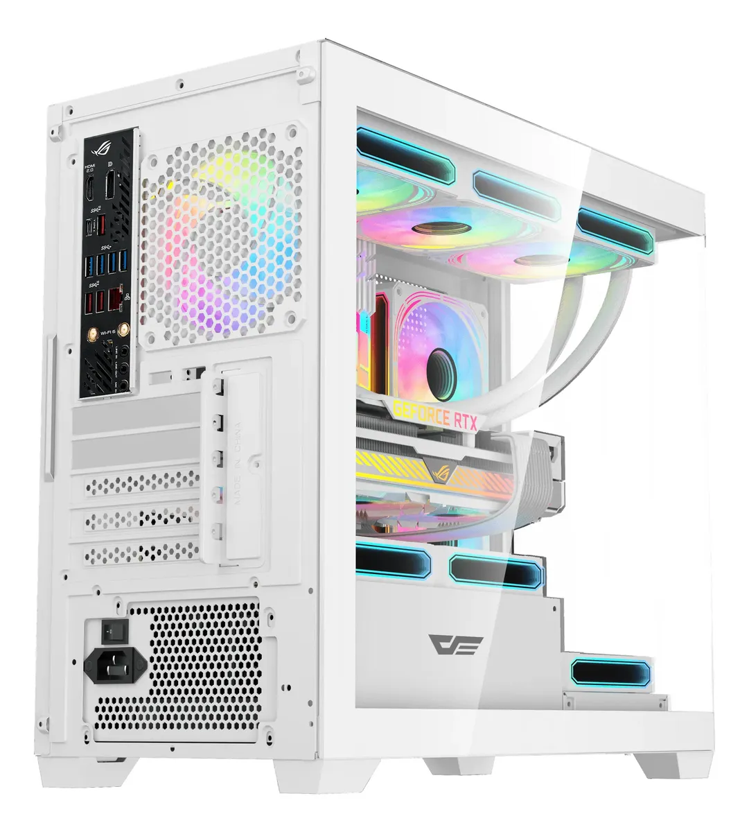 🖥️ Gabinete DarkFlash DS900M M-ATX Vidrio Templado 6 Fans ARGB – Blanco - Imagen 4