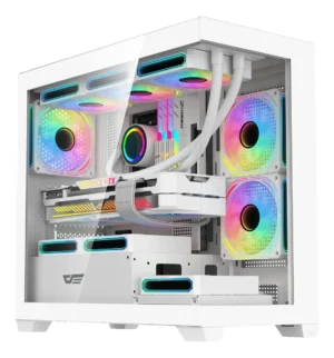 🖥️ Gabinete DarkFlash DS900M M-ATX Vidrio Templado 6 Fans ARGB – Blanco