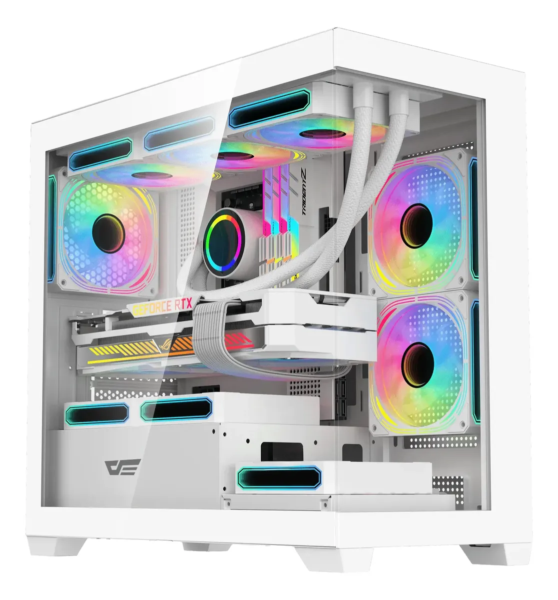 🖥️ Gabinete DarkFlash DS900M M-ATX Vidrio Templado 6 Fans ARGB – Blanco